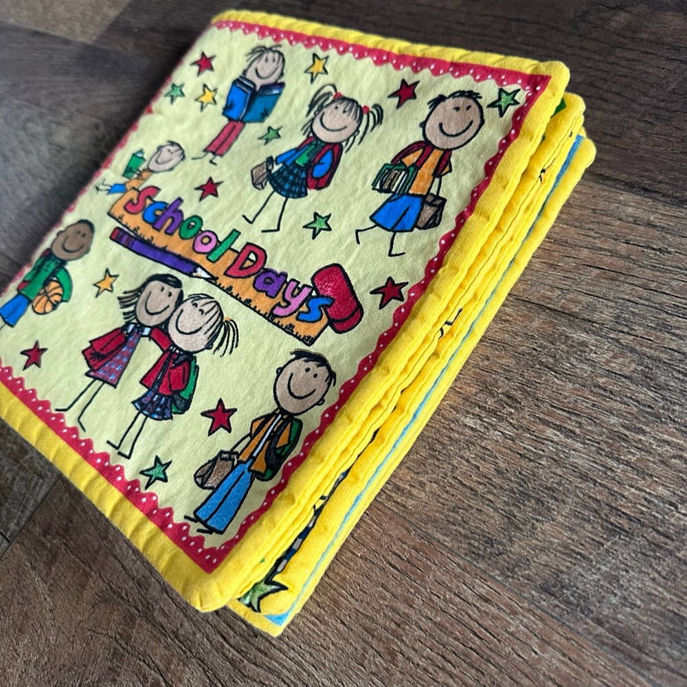 Handmade Soft Fabric Quiet Book – School Theme Cloth Activity Book for Kids - Picture 2 of 7